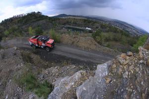 Trucks took guests in a quarry